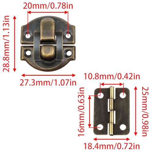Bronze Duck Billed Latch Mini Small Hinges with Screws 30Pack