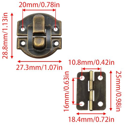Bronze Duck Billed Latch Mini Small Hinges with Screws 30Pack