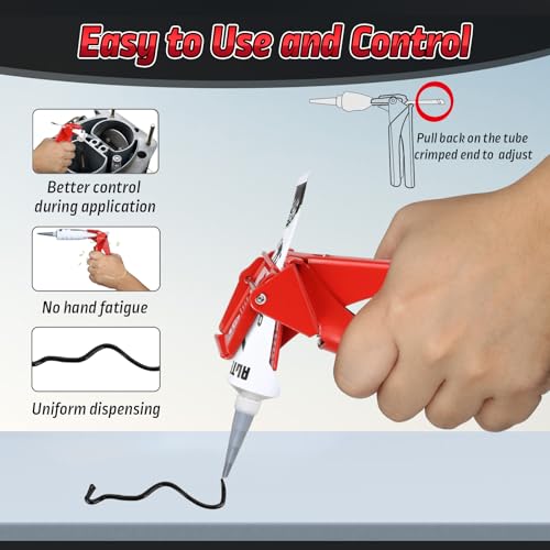 Silicone Dispenser for RTV Tube, 71006 Efficient and Easy Control Tube Extrusion Tool,Maximize Squeeze 94% Material Out Tool (Red), 2.5" Industrial Size - color: Red