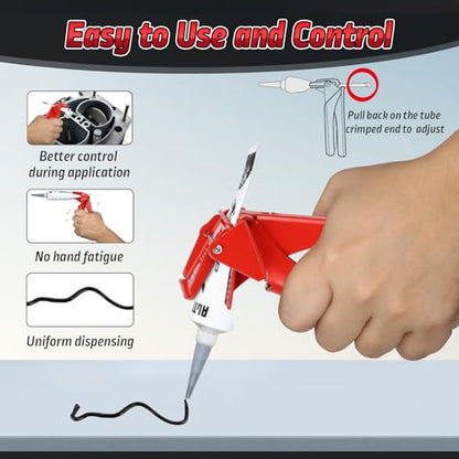 Silicone Dispenser for RTV Tube, 71006 Efficient and Easy Control Tube Extrusion Tool,Maximize Squeeze 94% Material Out Tool (Red), 2.5" Industrial Size - color: Red