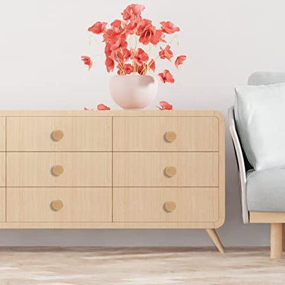 6PCS Round Wooden Single Hole Drawer Handles, 1.56" Cabinet Knobs - color: Beech, size: 1.56"