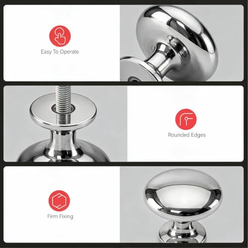 homdiy 30 Pack Polished Chrome Round Solid Zinc Alloy Cabinet Knobs - color: Polished Chrome