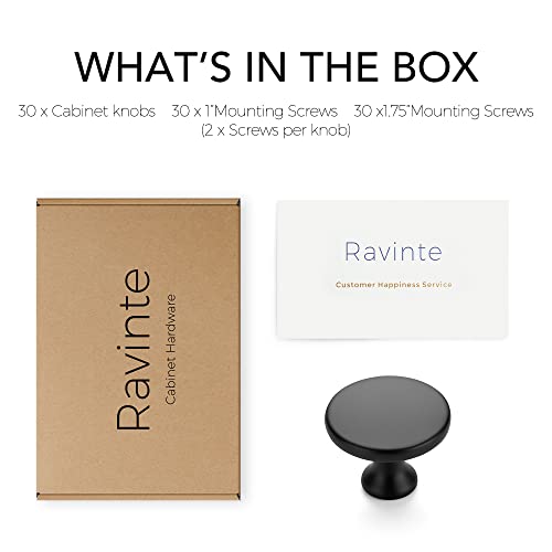Ravinte Matte Black Round Kitchen Cabinet Knobs Pulls 1-1/4 Inch 30 Pack - color: Matte Black