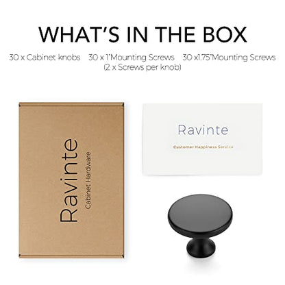 Ravinte Matte Black Round Kitchen Cabinet Knobs Pulls 1-1/4 Inch 30 Pack - color: Matte Black