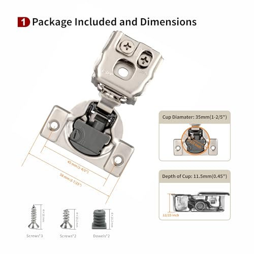 60 Pcs 1 1/4" Overlay Soft Close Cabinet Hinges Variable Close Speed - size: 4D 1-1/4 inch Overlay