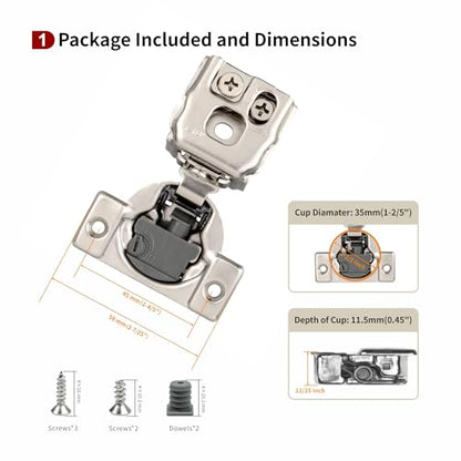 60 Pcs 1 1/4" Overlay Soft Close Cabinet Hinges Variable Close Speed - size: 4D 1-1/4 inch Overlay