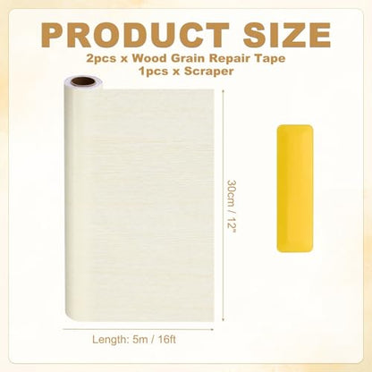 HARFINGTON Wood Grain Repair Tape 12" x16ft Self-Adhesive Repair Patch - color: White Oak, size: 12" x 16ft
