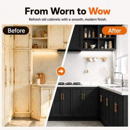 DWIL Cabinet Paint, Water Based Kitchen Cabinet Paint, Black Furniture Paint, Wood Paint, Low Odor, Fast Drying, Semi-Gloss, 16oz Black - color: Black, size: 16 Fl Oz (Pack of 1)