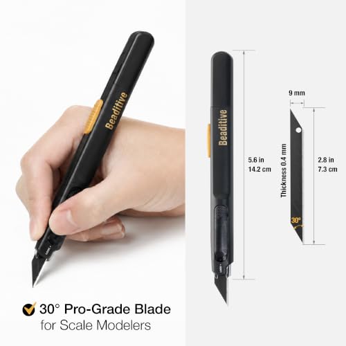 Beaditive High Precision Detail Craft Knife Pro - 30 Degree Blade Utility Knife - Art, Craft, Model Making (1 Pro Knife, 10 Black Blades) - style: 1 Pro Knife, 10 Black Blades
