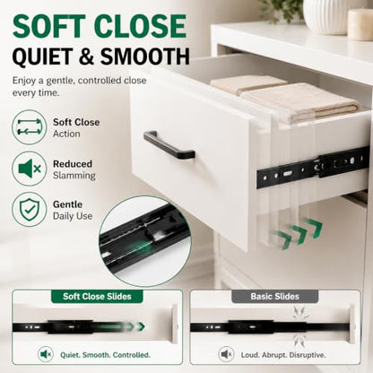 2 Pack Black Soft Close Drawer Slides, 12 Inch - size: 12 Inch