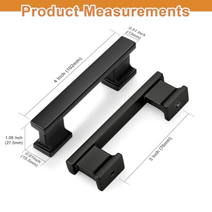 Probrico 10 Pack Black Cabinet Pulls 3 Inch(76mm) Hole Center, Matte Black Kitchen Cabinet Hardware, Dresser Drawer Pulls for Cabinet Kitchen Cupboard - color: Black, size: 3 inch hole center
