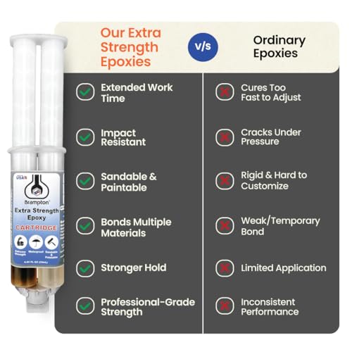 Brampton Extra Strength Epoxy, 20-Minute Work Life, Waterproof 2-Part Epoxy Glue Kit for Tile, Metal, Ceramic, Glass, Wood, Stone, Strong Bonding, Sandable, Paintable Resin, Easy 1:1 Mix, 8 oz - style: 8 FL OZ KIT