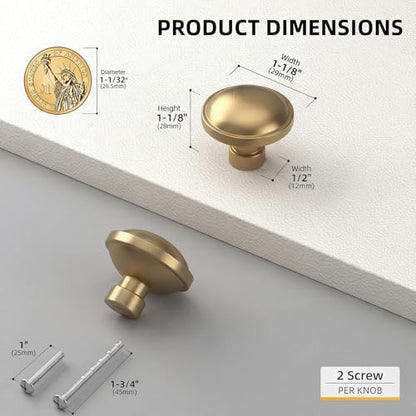Goldenwarm Champagne Bronze Cabinet Knobs, Round Drawer Handles 1-1/4 Inch 10 Pack | Rustproof Single Hole Cabinet Hardware, Solid Zinc Alloy, Screws Included for Cupboard Closet Furniture Upgrade - color: Champagne Bronze, size: Knob(1-1/4 In)