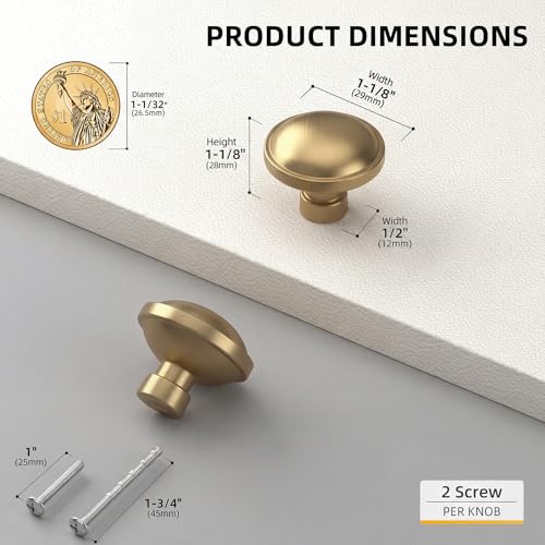 Goldenwarm Champagne Bronze Cabinet Knobs, Round Drawer Handles 1-1/4 Inch 10 Pack | Rustproof Single Hole Cabinet Hardware, Solid Zinc Alloy, Screws Included for Cupboard Closet Furniture Upgrade - color: Champagne Bronze, size: Knob(1-1/4 In)