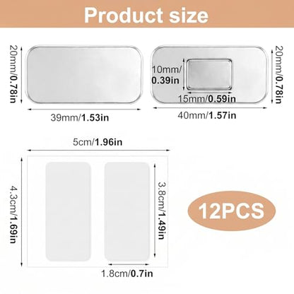 12 Pack Magnetic Cabinet Door Catch, Ultra Thin Adhesive Stainless Steel Drawer Magnets with Double Sided Tape, No Drill Easy Install for Kitchen, Closet & RV Doors Closure(White)