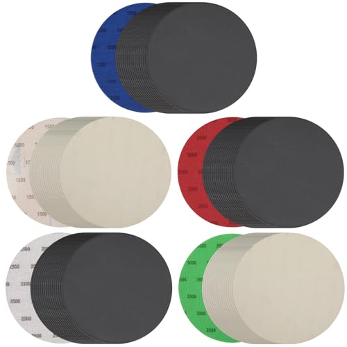 6 Inch 25 PCS Wet Dry Sanding Disc Hook Loop Sand Paper Sanding Pads - style: Grit 1200-3000 with foam sanding pad