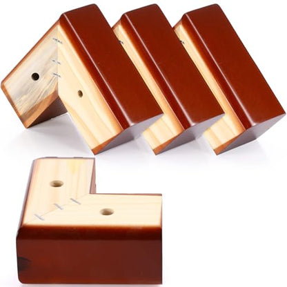 Geelin 4 Pack 2 Inch Wood Furniture Risers L-Shaped Bed Riser, Brown - color: Brown, size: 2 Inch