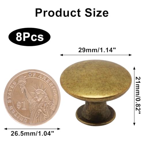 8 Pcs Brass Cabinet Knobs, Round Dresser Knob Kitchen Drawer Knobs, Single Hole Cupboard Door Knob Dresser Drawer Pulls Handles - color: Brass, size: 8 Pack