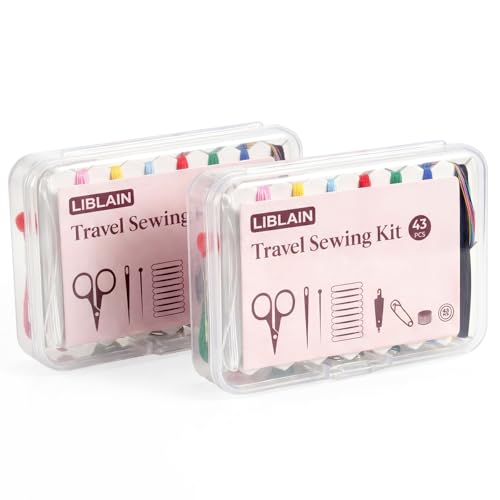 LIBLAIN Mini Sewing Kit with Big Eye Steel Needles for Adults and Beginners - size: 2 Pack