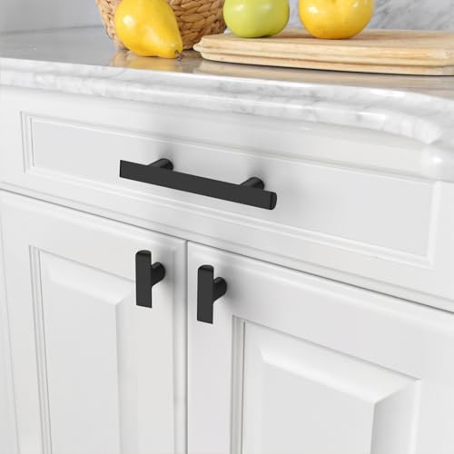 Amerdeco 10 Pack Matte Black Cabinet Pulls, 3 Inch(76MM) Hole Centers, Kitchen Cabinet Handles, Zinc, Black - color: Matte Black, size: 3"/76MM, style: 10 Pack