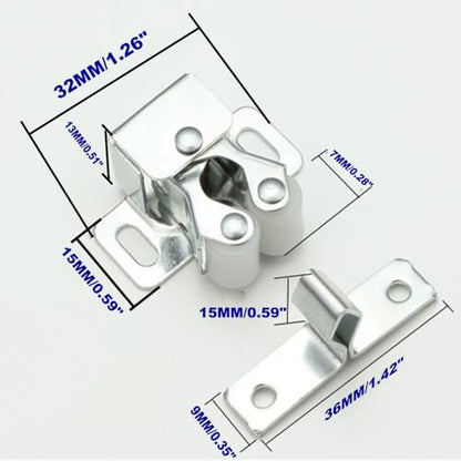 6 Pack Cabinet Latch - Double Roller Catch Hardware for Cupboard Closet Kitchen Cabinet Door Latches and RV Cabinet, Silver - color: Silver