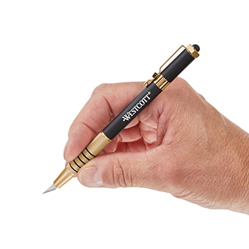 Westcott 17314 Pen-Style Retractable CarboTitanium Bonded Hobby Knife, Gold