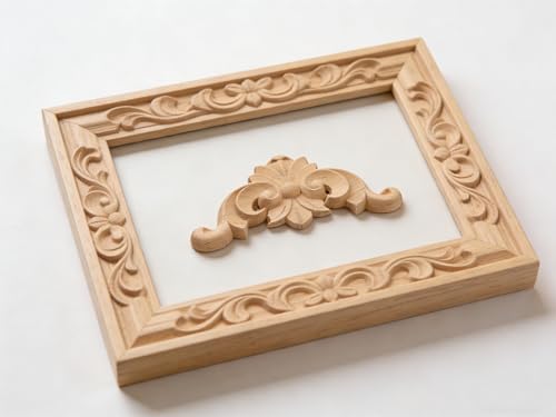 10Pcs Unfinished Furniture Onlay Applique Frame for Home, 4x4cm/1.57"x1.57", Unpainted Woodcarving Corner Decal Cabinet Door Wall Ceiling Dresser