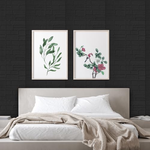 YU LI 3DH 3D Wall Panels Peel and Stick Faux Stone Wall Panel Black 20-Pack Faux Brick Self-Adhesive Wallpaper 3D Foam Brick Wallpaper - color: All black, size: 20PCS