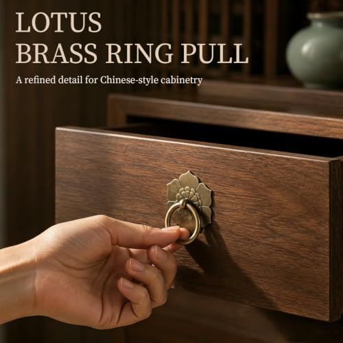 Bitray Drop Ring Knobs Antique Bronze Tone Ring Pulls Flower Shape Pulls - color: Antique Bronze