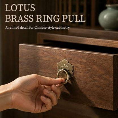 Bitray Drop Ring Knobs Antique Bronze Tone Ring Pulls Flower Shape Pulls - color: Antique Bronze