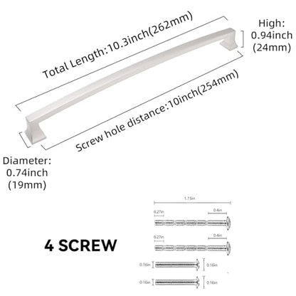 10 Pack 10 Inch(254mm) Cabinet Pulls Brushed Satin Nickel Kitchen Cabinet Pulls Drawer Pulls Solid Cabinet Hardware - color: Brushed Satin Nickel, size: 10'' Hole Center(254mm)