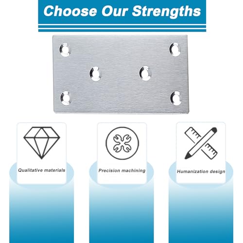 50PCS Flat Straight Brace Brackets, 3.15x1.6 Stainless Steel Brackets - size: Silver,3.15"x1.6"