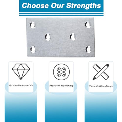 50PCS Flat Straight Brace Brackets, 3.15x1.6 Stainless Steel Brackets - size: Silver,3.15"x1.6"