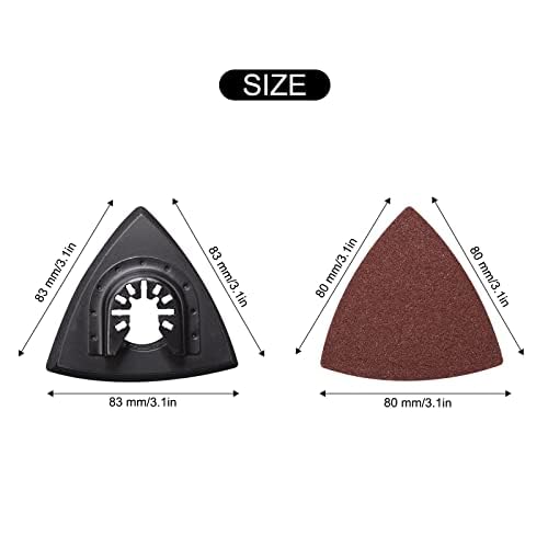 136Pcs Oscillating Tool Sanding Pad Kit, Contains 6Pcs Triangle Sanding Pads and 130Pcs Multitool Sandpaper, 60 80 100 120 240 Grits Oscillating Multi Tool Sandpaper Great for Wood&Plaster Polishing - size: 136 pcs Triangle Pad Kit