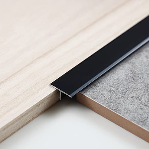 Trimold 3Pcs Aluminum T Molding Trim & Floor Transition Strips, Flat Divider Strip for Door Threshold and Joining Flooring Gaps of Laminate Planks Tile (4.2Ft x 0.8In, Matte Black) - color: Matte Black, size: 4.2ft x 0.8in