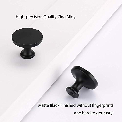 homdiy 10 Pack Matte Black Cabinet Knobs, Solid Round Drawer Knobs, Modern Kitchen Cabinet Hardware for Bedroom Dresser, Cupboard, Drawers - color: Black, size: 10 Pack