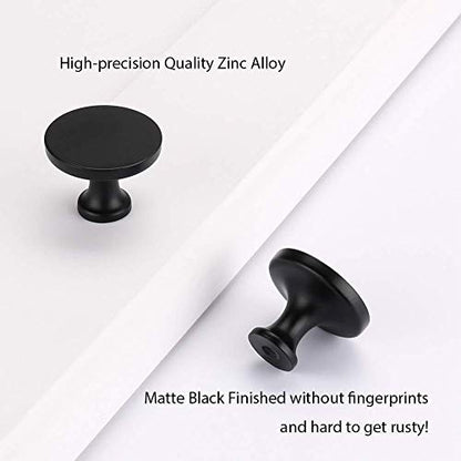 homdiy 10 Pack Matte Black Cabinet Knobs, Solid Round Drawer Knobs, Modern Kitchen Cabinet Hardware for Bedroom Dresser, Cupboard, Drawers - color: Black, size: 10 Pack
