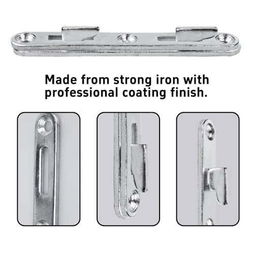 4PCS 5Inch Bed Rail Fasteners, Metal Bed Rail Brackets with Hooks, Heavy Duty Bed Frame Connectors, Replacement Parts for Wood Headboard and Side Rail (Silver)