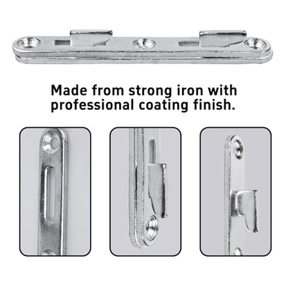 4PCS 5Inch Bed Rail Fasteners, Metal Bed Rail Brackets with Hooks, Heavy Duty Bed Frame Connectors, Replacement Parts for Wood Headboard and Side Rail (Silver)