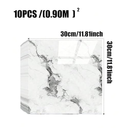 Chejiaye 10pcs Marble Peel and Stick Backsplash Waterproof Washroom Wall Panels, Peel and Stick Tile, PVC Foam Wall Panels for Kitchen,Bathroom,Living Room,White Grey(Not Real Tile,11.8" x 11.8") - color: White Grey2, size: 11.8" x 11.8" x 10Pack