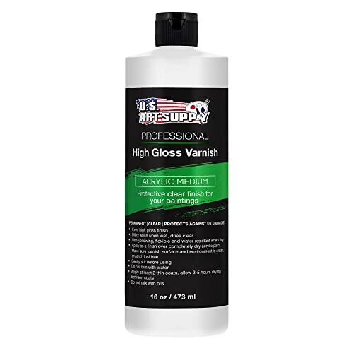 U.S. Art Supply 16oz Acrylic Sealer High Gloss Varnish for Acrylic Painting - size: 16-ounces