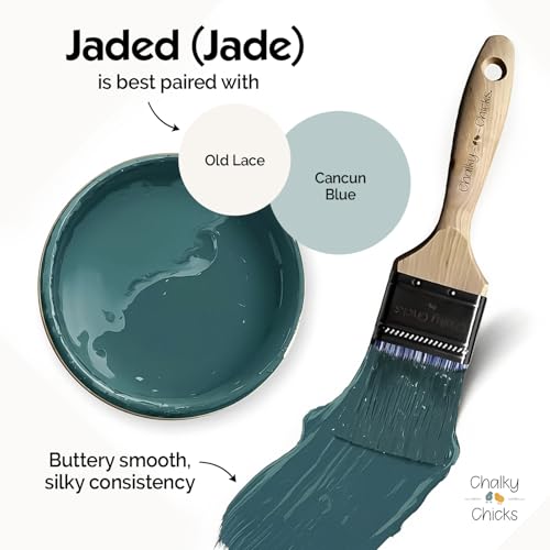 Chalky Chicks Jaded 32 Fl Oz Chalk Paint for Furniture All in One - color: Jaded (Jade), size: 32 Fl Oz (Pack of 1)