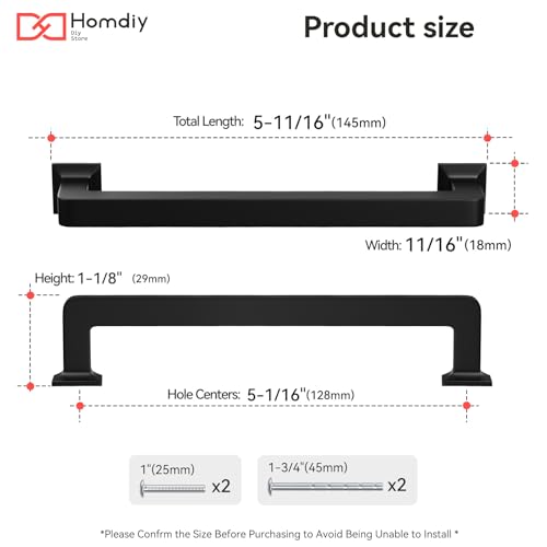homdiy 30 Pack 5 Inch Black Cabinet Handles, Solid Zinc Alloy Pulls - color: Black, size: 5-1/16" Hole Center
