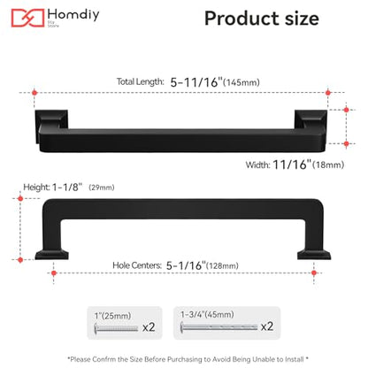 homdiy 30 Pack 5 Inch Black Cabinet Handles, Solid Zinc Alloy Pulls - color: Black, size: 5-1/16" Hole Center