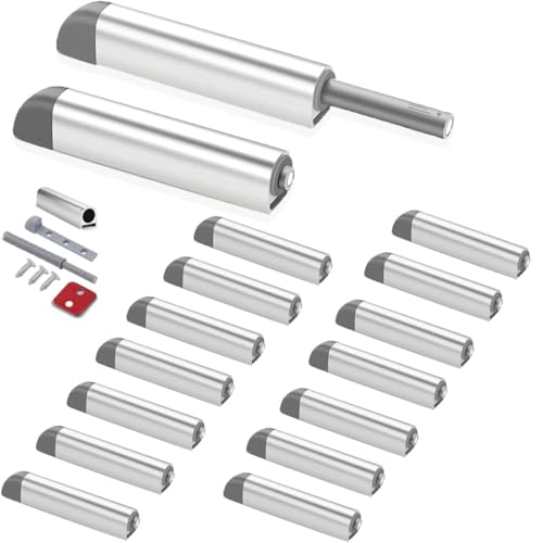 Magnetic Push Latches CBRIVE 16Pack Push to Open Cabinet Hardware Door Latch & Lock for Hidden Door Magnet Push Release Drawer Pull Pop Out for Kitchen RV Closet Tip On Close-Silver - color: Silver, size: 16 Pack
