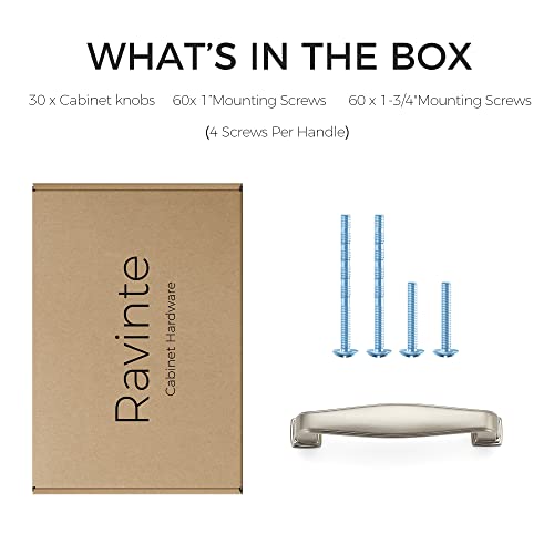 Ravinte Brushed Nickel Cabinet Handles Solid Cabinet Pulls 3 Inch 30 Pack - color: Brushed Nickel