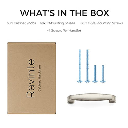 Ravinte Brushed Nickel Cabinet Handles Solid Cabinet Pulls 3 Inch 30 Pack - color: Brushed Nickel