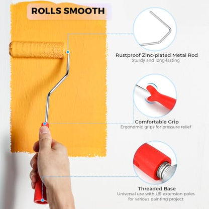 4 Inch Mohair Paint Roller Covers with Frame Kit, 1/4" Nap, 5 Pack - color: 5pcs