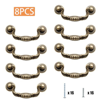 8 Pcs 3 Inch P02 Antique Brass(Gold) Cabinet Handle Drawer Pulls