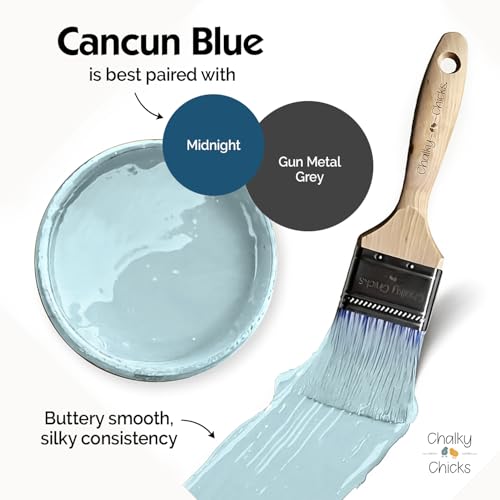 Chalky Chicks Cancun Blue 32 Fl Oz Chalk Paint for Furniture All in One - color: Cancun Blue (Light Blue), size: 32 Fl Oz (Pack of 1)